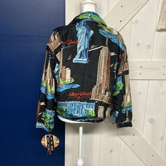 Vintage FU DA SILK New York 100% Silk Zip Up Jacket, Small - Picture 8 of 16